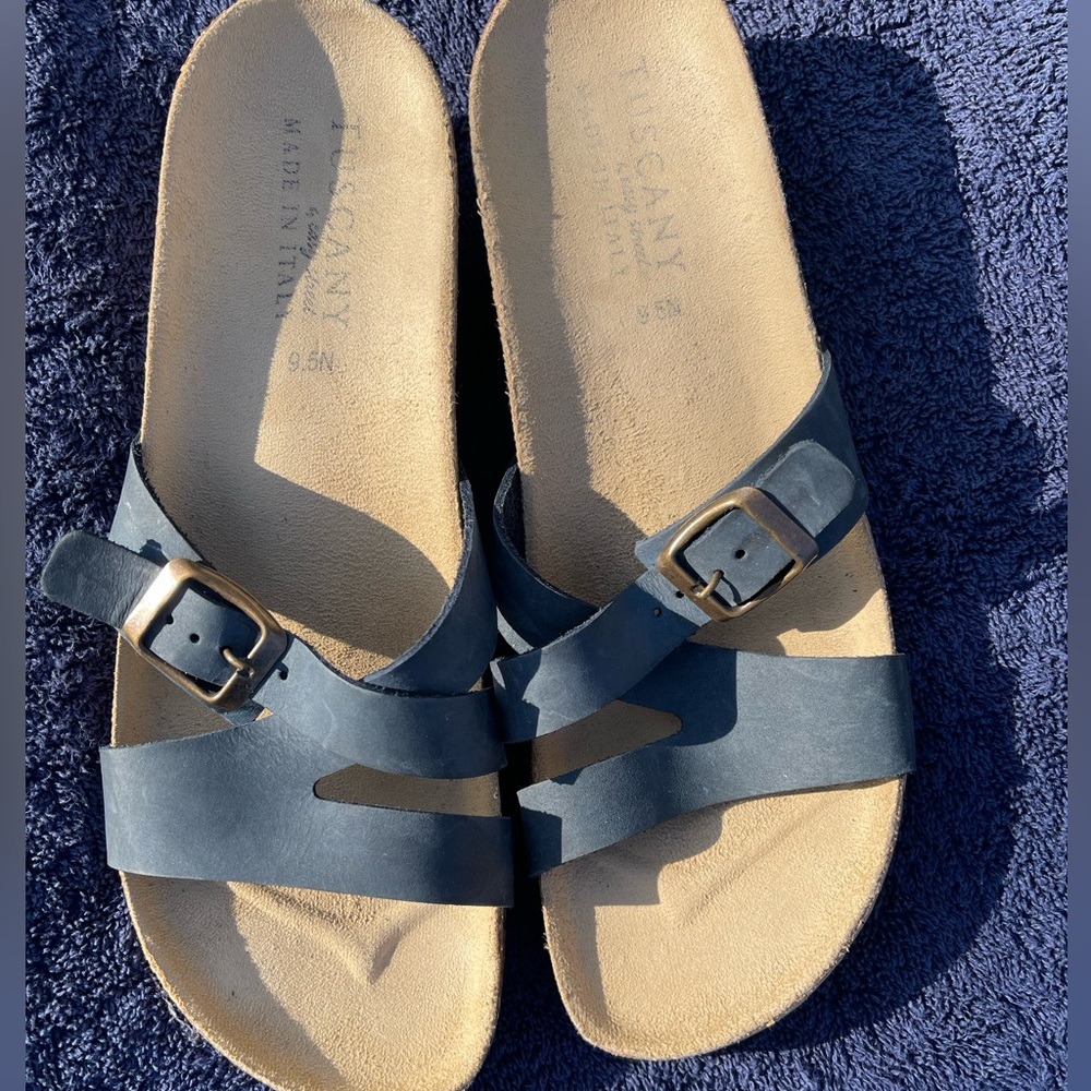 Tuscany Navy Blue Sandals with Buckle